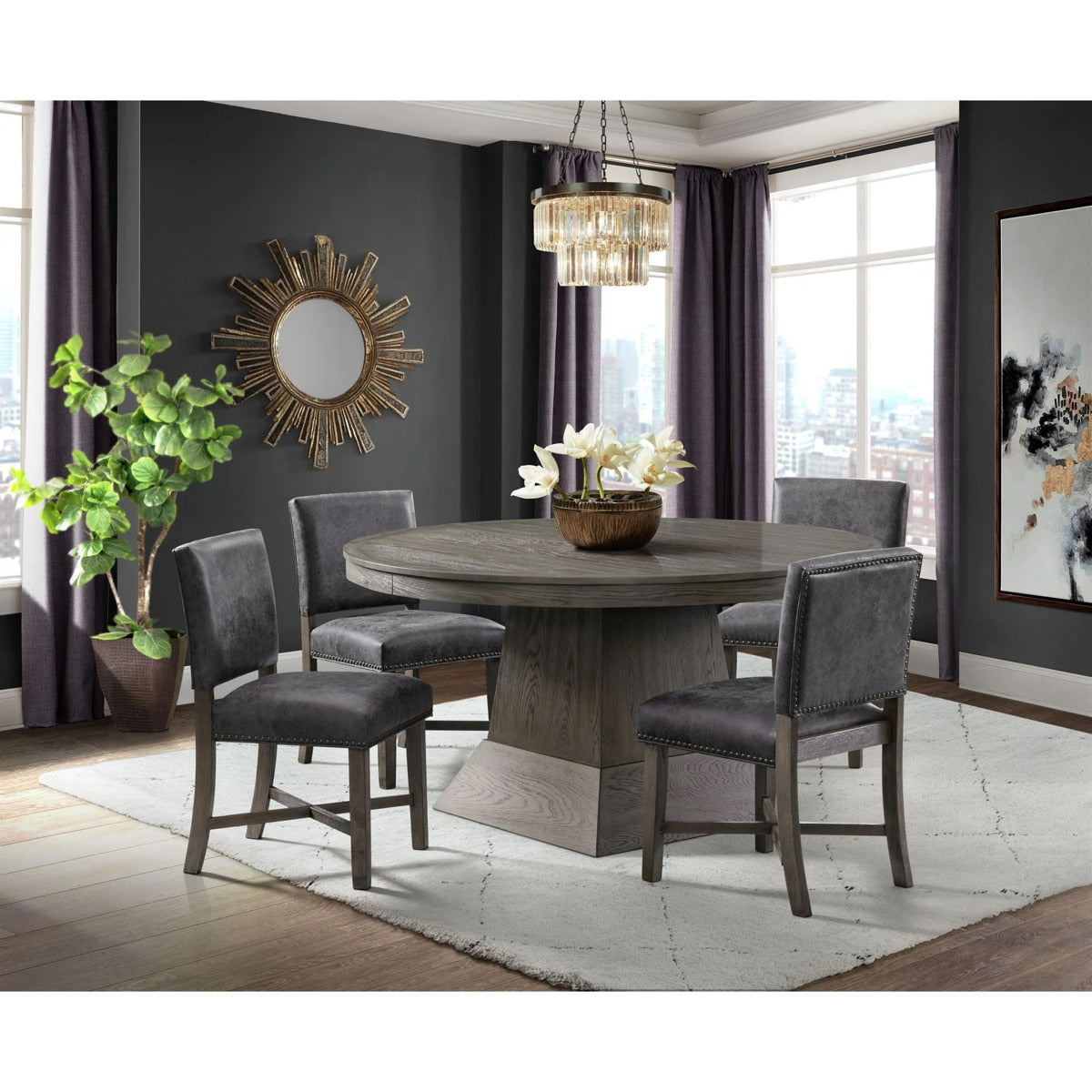 Collins Side Chair Stretcher with Brown PU (Set of 2) in Weathered Gray - Jack’s Furniture and More (Laredo, TX)