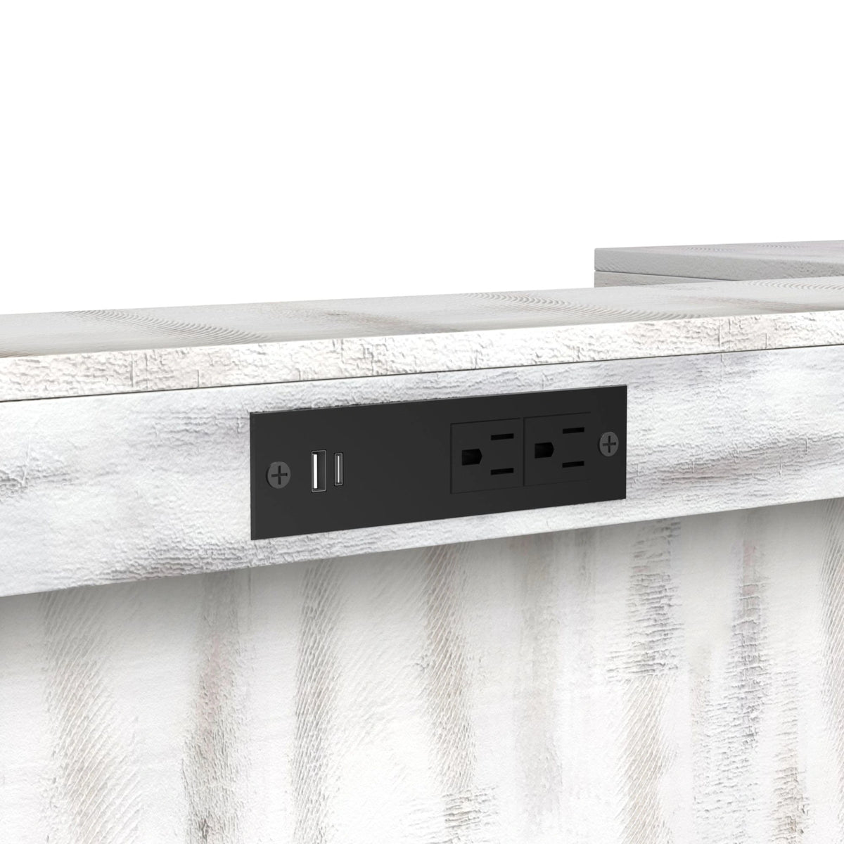 Rogen Rustic Bar Table with Ice Tray, USB and Power in Rustic White