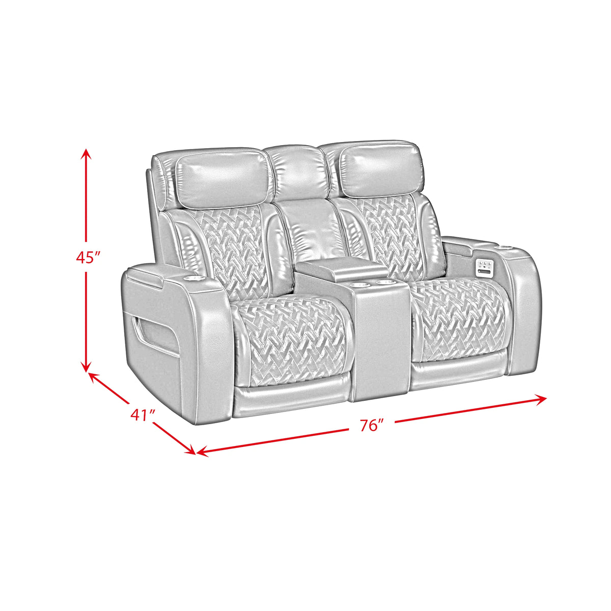 Prime Time P3 Living Room Set in Jett Black with Red Stitching