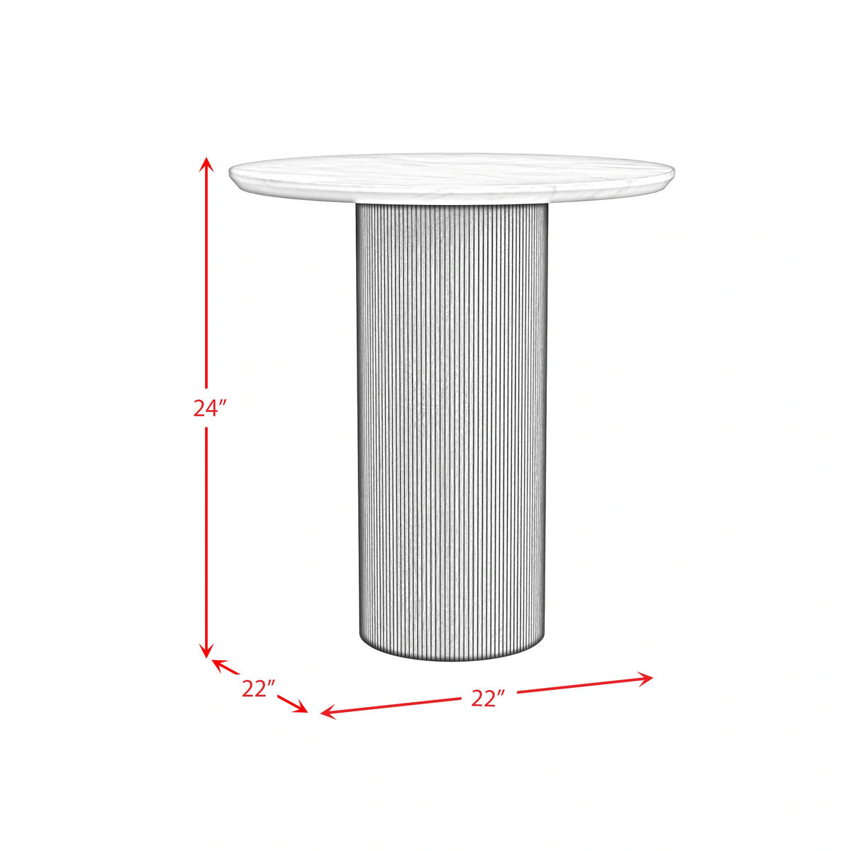 Sylvie Occasional Table Set with White Faux Marble Top and Base
