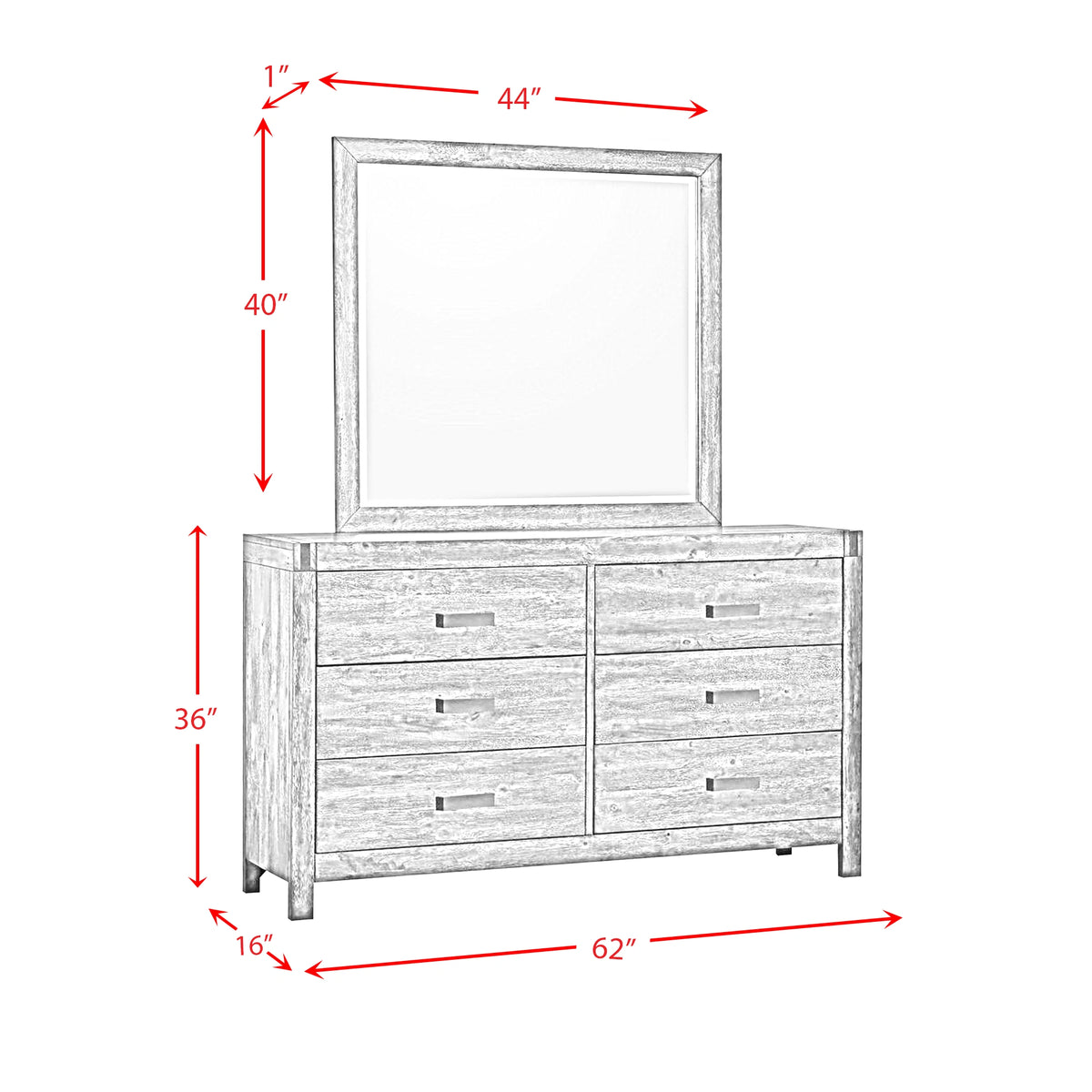 Warner Dresser and Mirror Chestnut