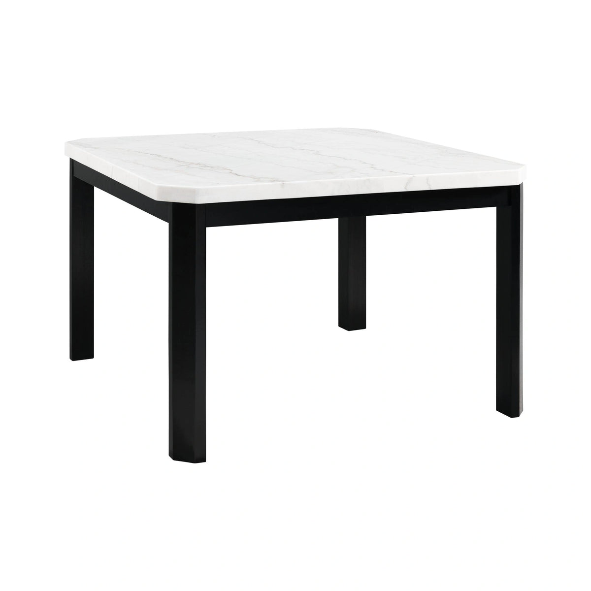Francesca White Marble Square 5PC Counter Height Dining Set-Table & Four Blue Velvet Chairs
