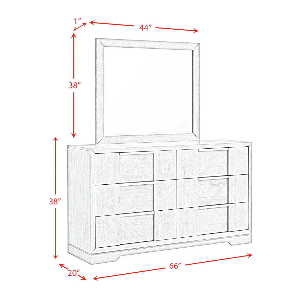 Kelis Dresser and Mirror Set in Grey