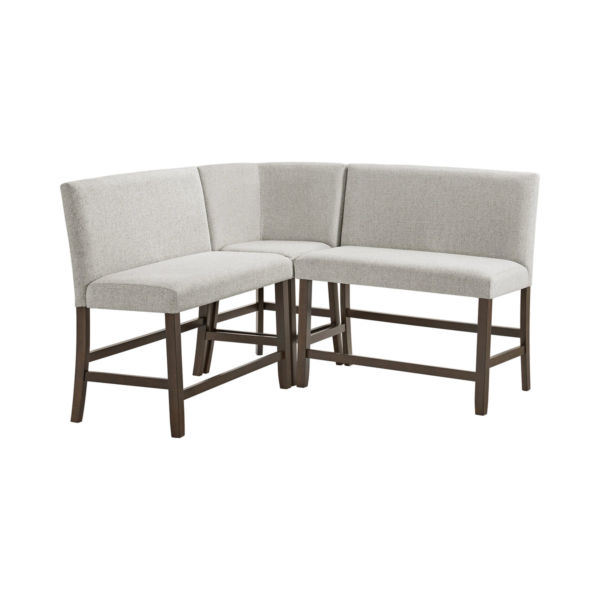 Seneca Counter 3PC Corner Bench with Grey Fabric