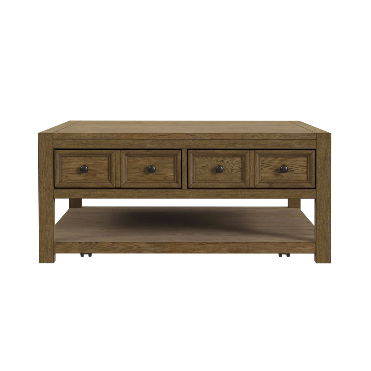Heritage & Home Square Coffee Table with Casters in Oak Brown