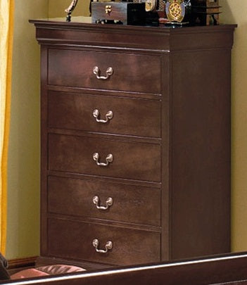 Crown Mark Furniture Louis Philip Drawer Chest in Dark Cherry