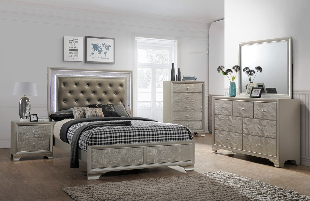 Crown Mark Lyssa 5 Drawer Chest In Embossed Crocodile Pattern