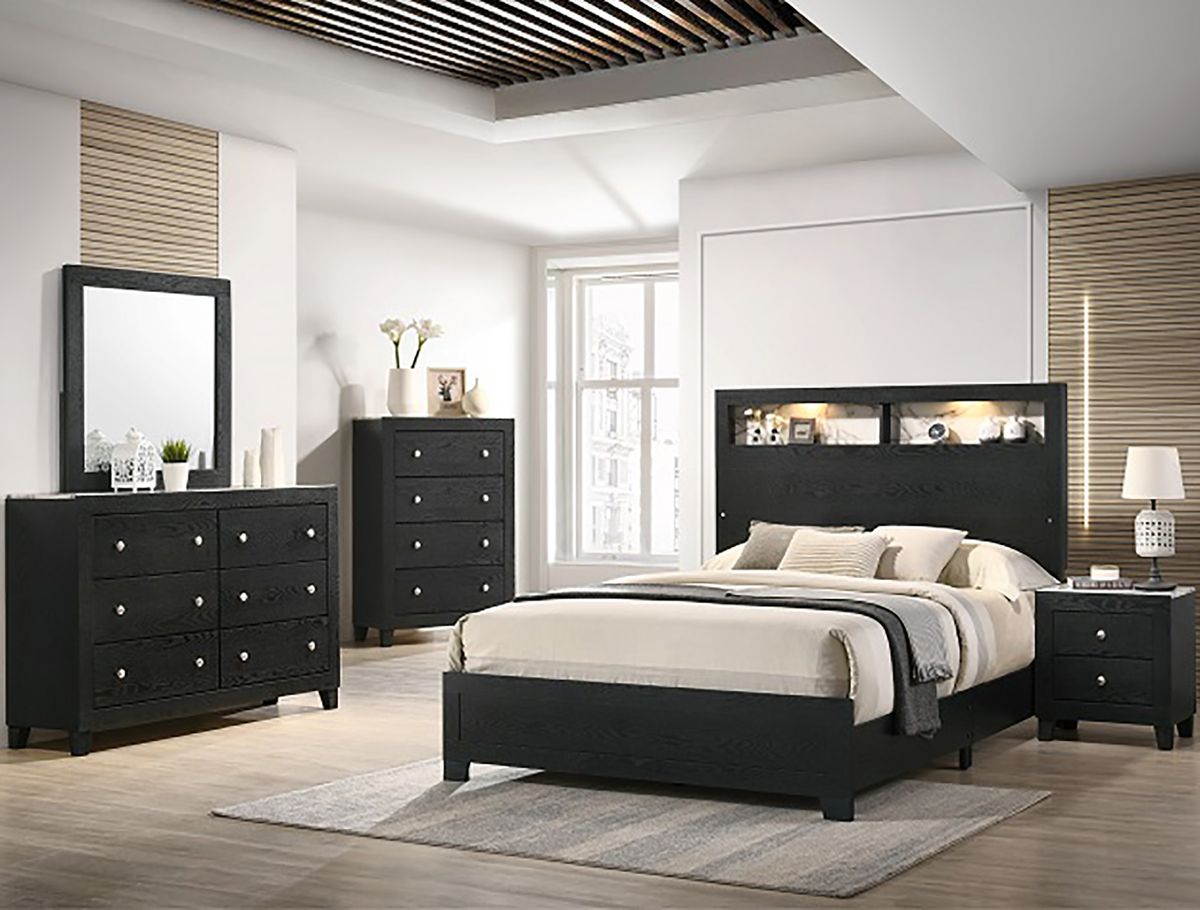 Crown Mark Furniture Cadence 2 Drawer Nightstand In Black