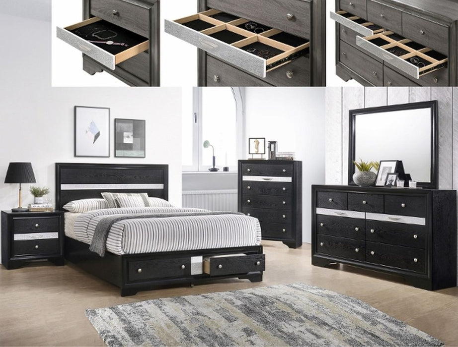 Crown Mark Regata King Storage Bed in Black