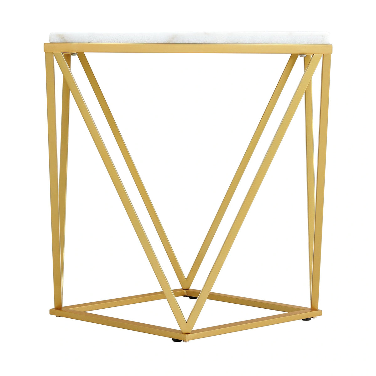 Riko 2PC Occasional Table Set in Gold-Coffee Table & End Table