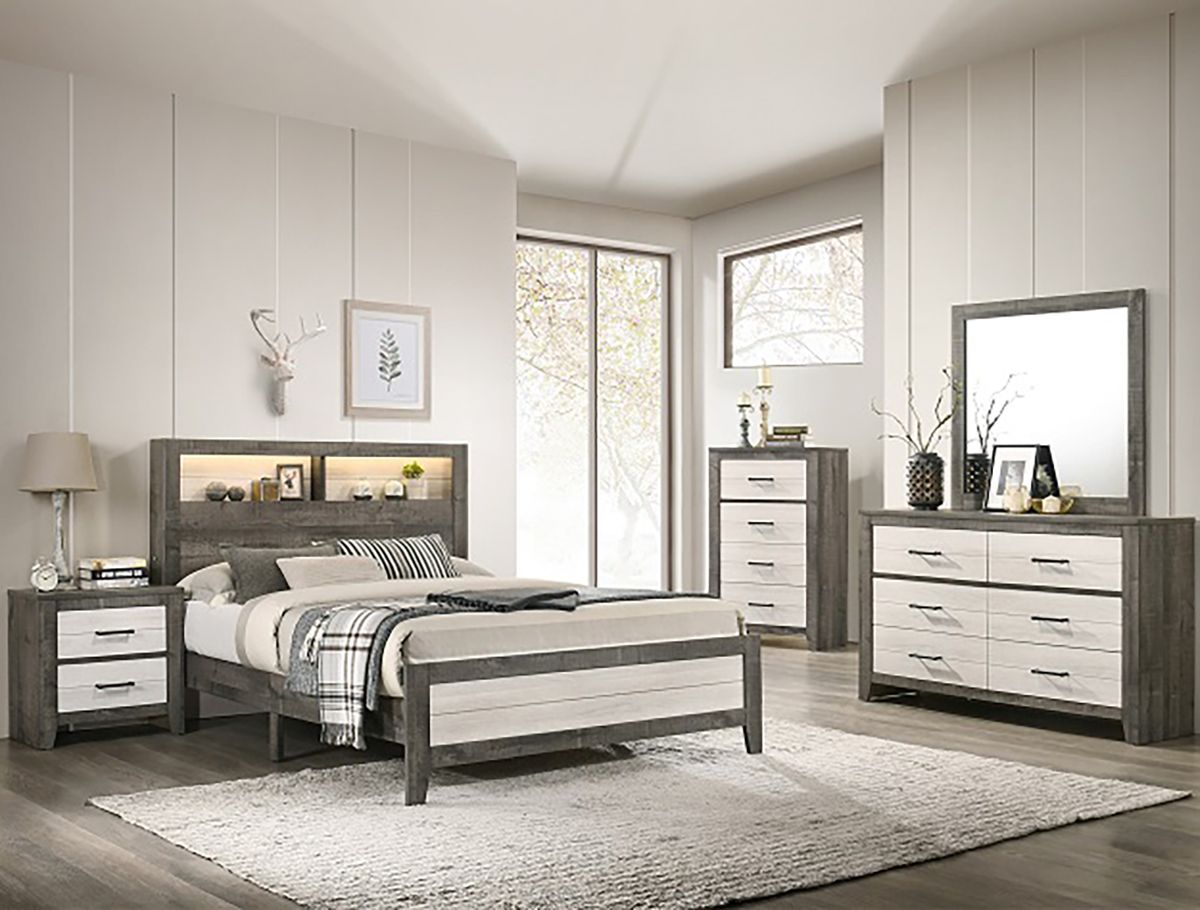 Crown Mark Furniture Rhett 2 Drawer Nightstand In Gray