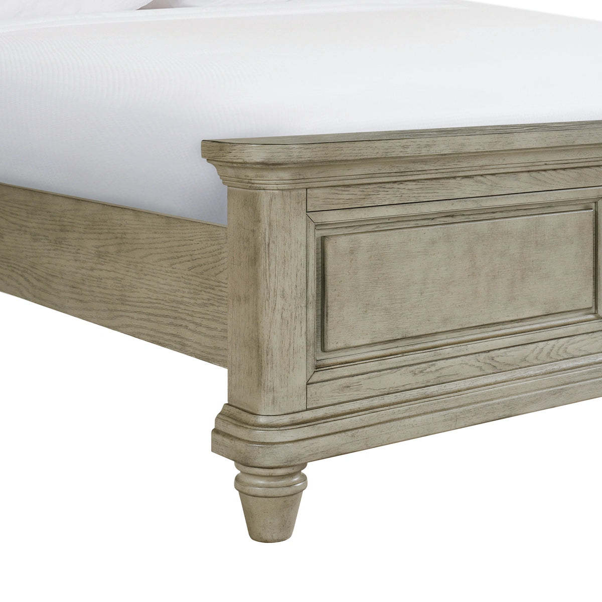 Whit-Ash Panel Bed in Light Grey