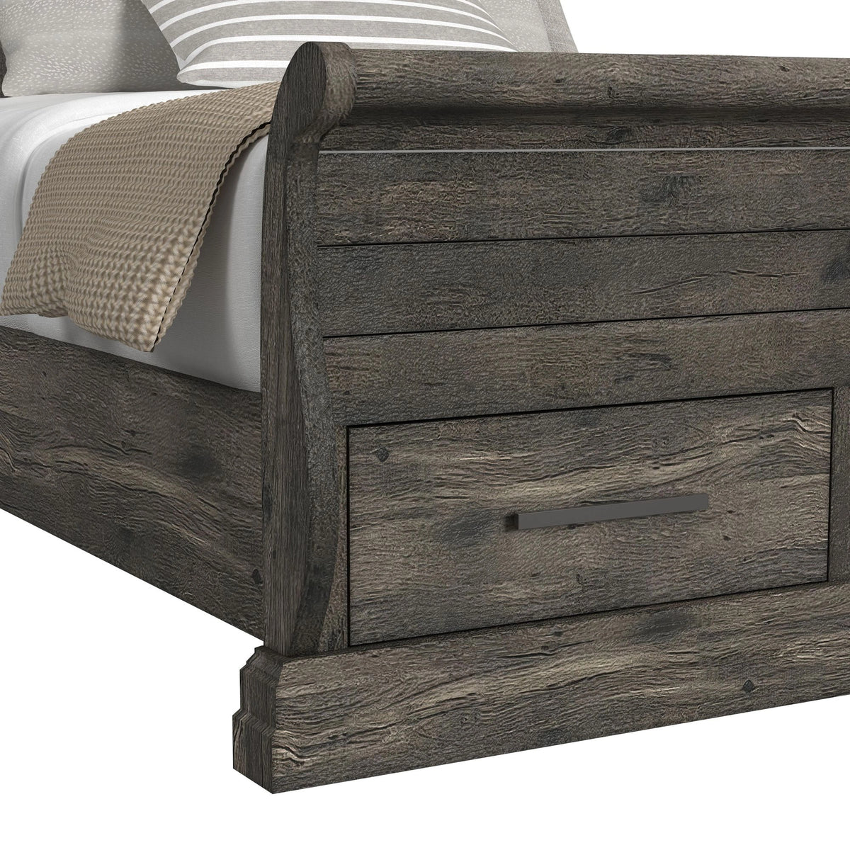 Park Ridge Sleigh Storage Bedroom Set in Charcoal