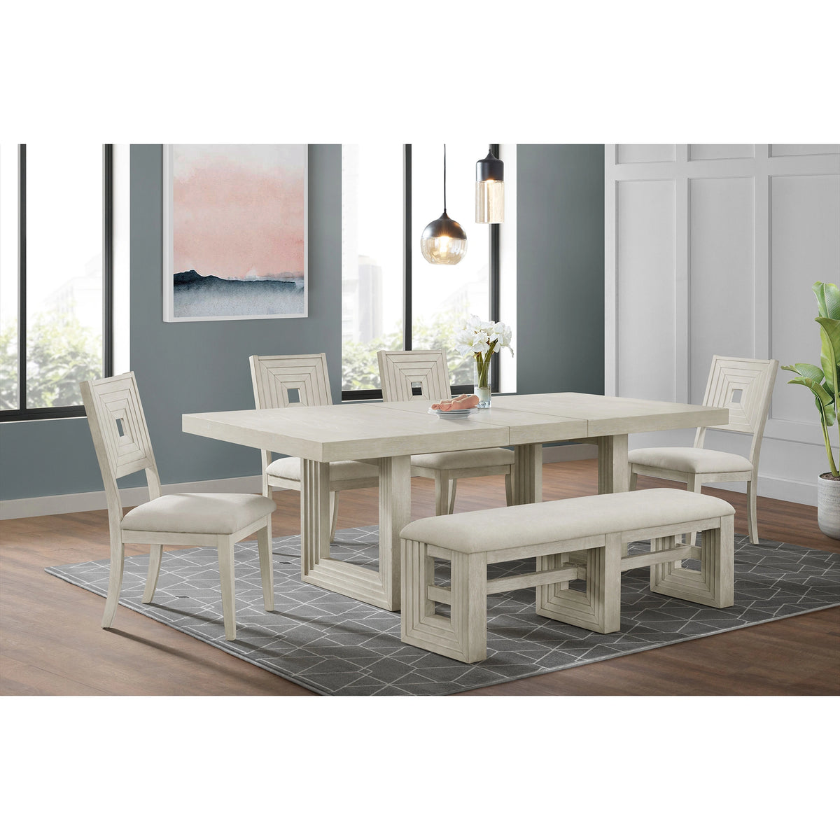 Avalanche Dining Set in Antique White
