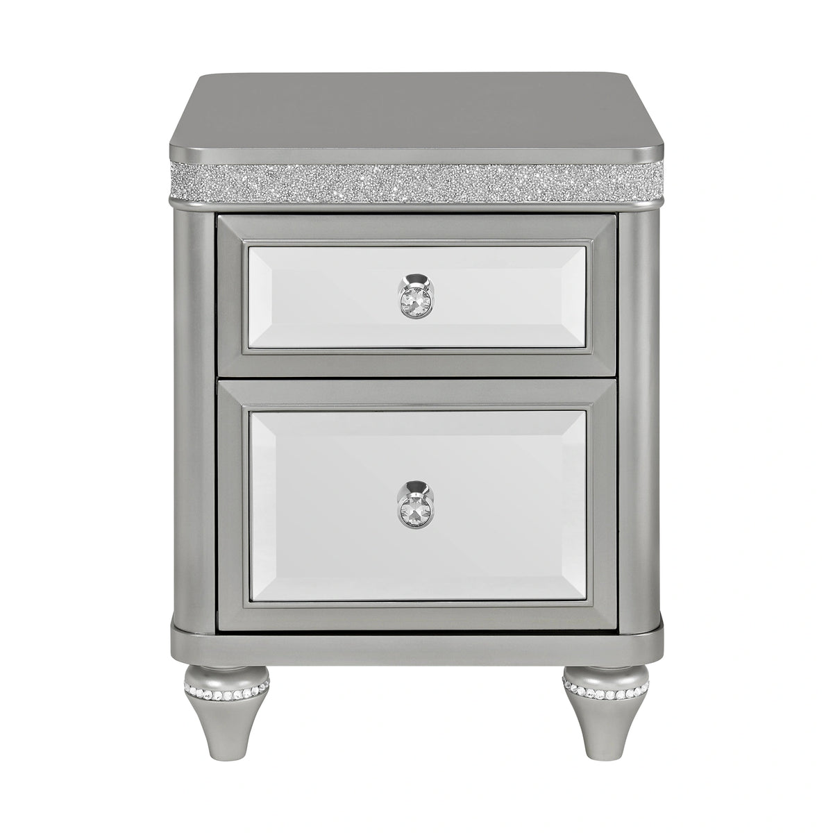 Avril Chairside Table with Power/USB in Silver