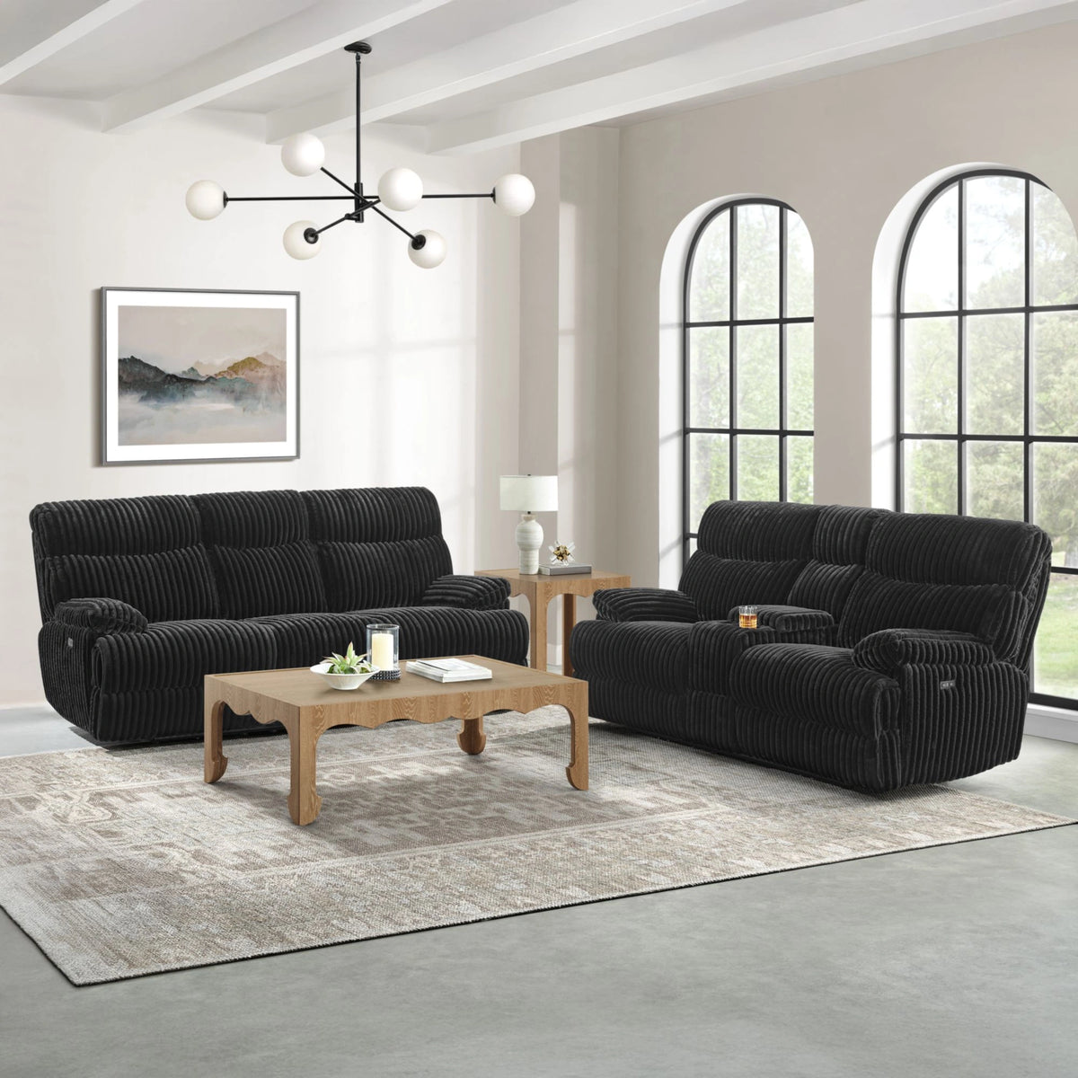 Admiral Living Room Set in Masis Black