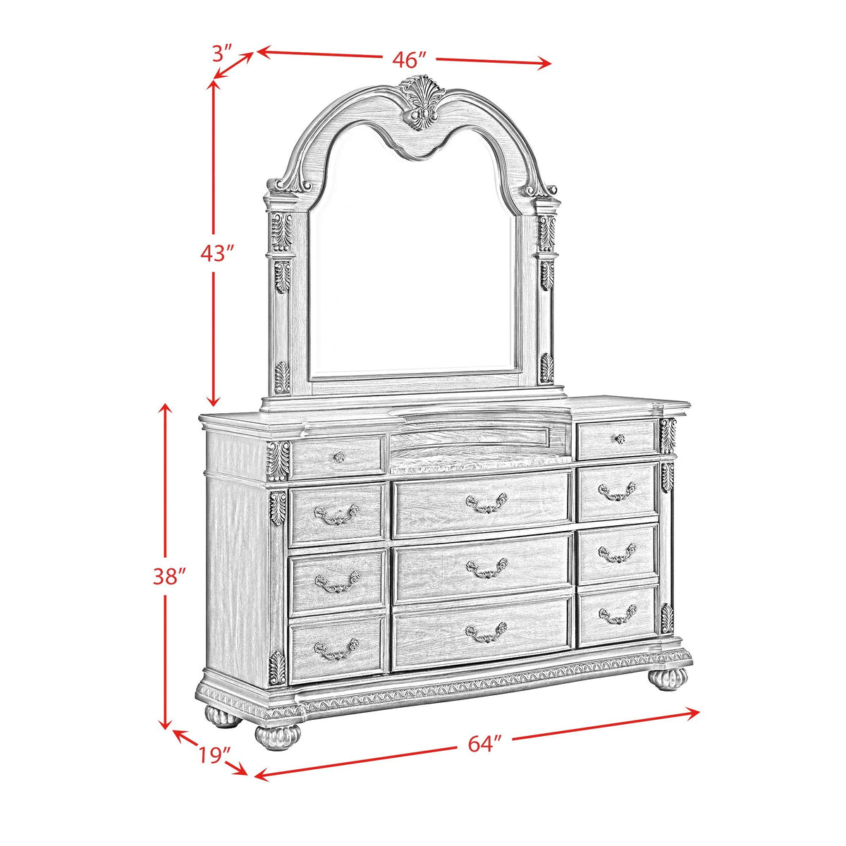 Cadenza Dresser and Mirror Set in Brown