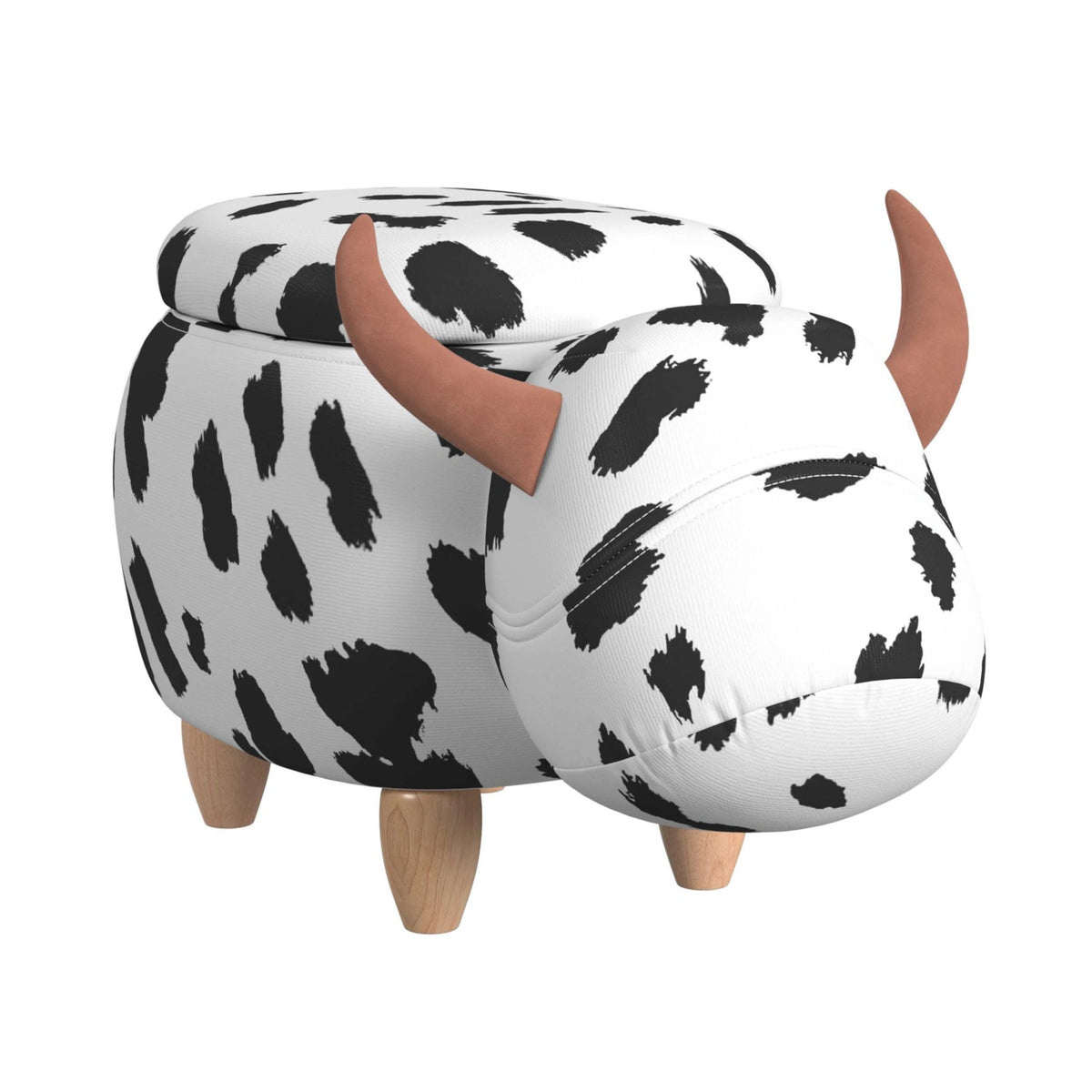 Cow Storage Stool in White and Black