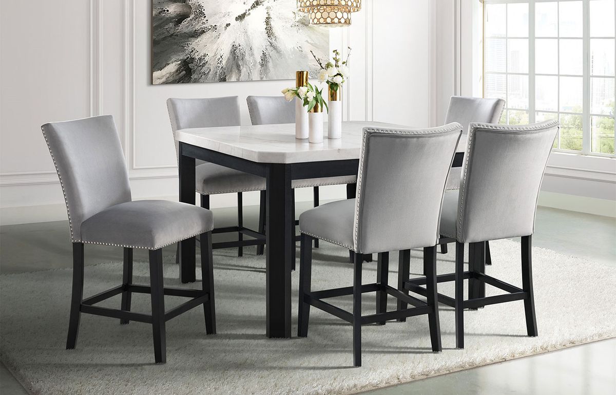 Francesca Counter Height Dining Table in White and Black - Jack’s Furniture and More (Laredo, TX)