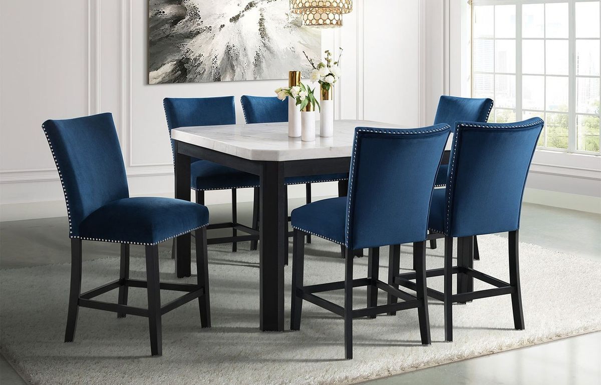 Francesca Counter Height Dining Table in White and Black - Jack’s Furniture and More (Laredo, TX)