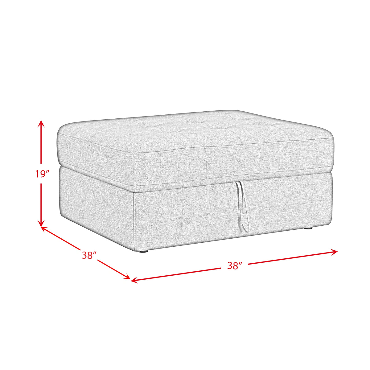 Options One Storage Ottoman in Palmer Plus Ash