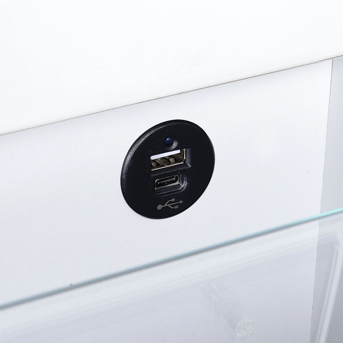 Irvine Mini Dressing Table with Stool, LED and USB in Glossy White