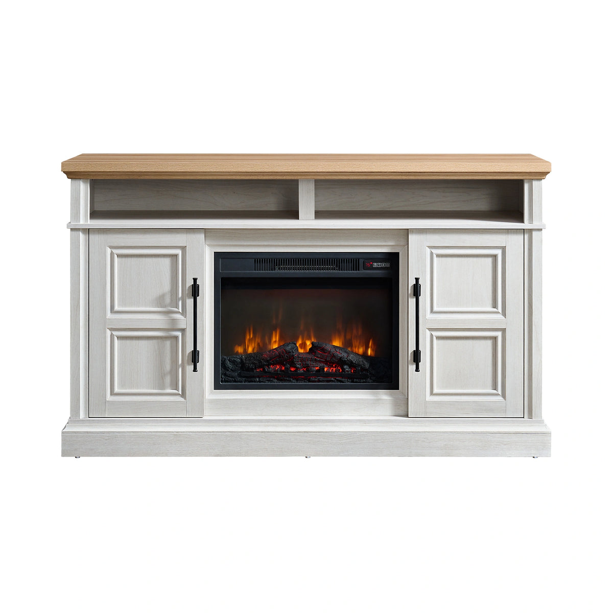Villa Console with 23"" Fireplace Insert in White & Natural
