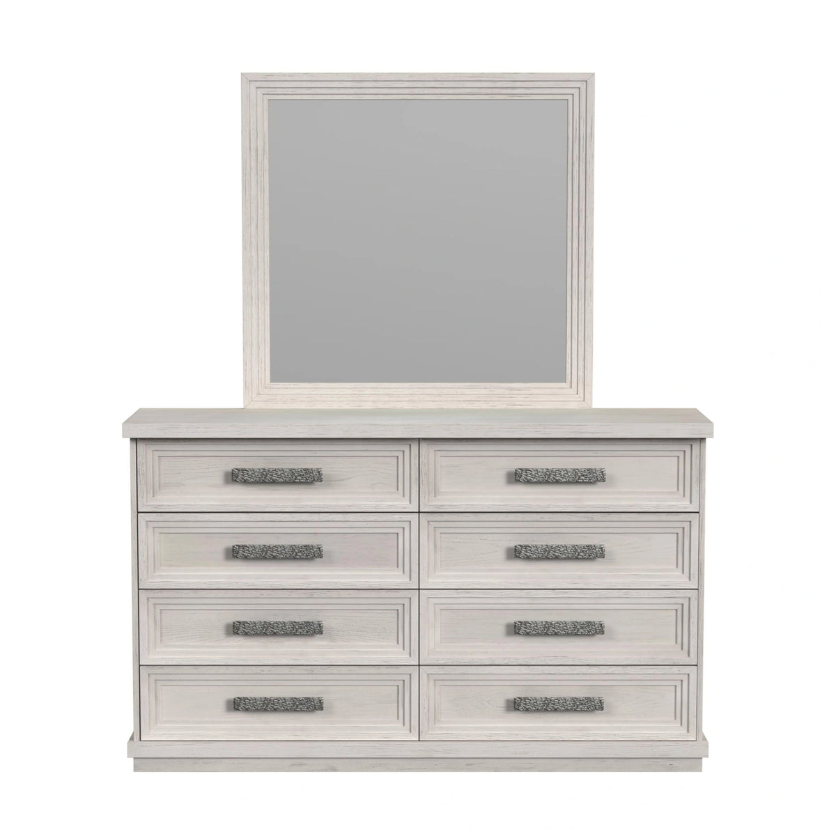 Avalanche Dresser and Mirror Set in Antique White