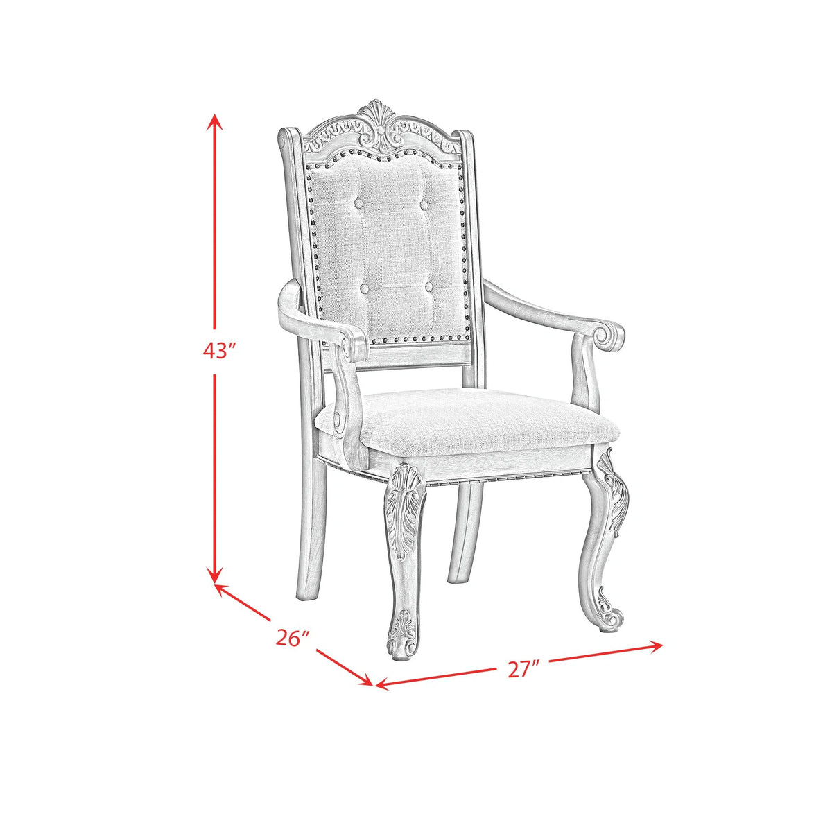 Madison Park Dining Arm Chair with Beige Fabric in Walnut (2 Per Carton)