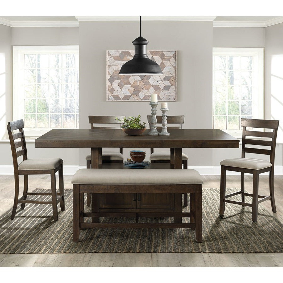 Colorado Counter Height Bench in Charcoal - Jack’s Furniture and More (Laredo, TX)