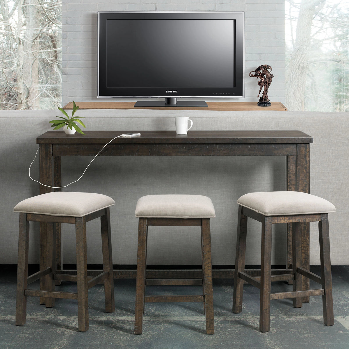 Stone Occasional Bar Table Single Pack (Table + Three Stools)