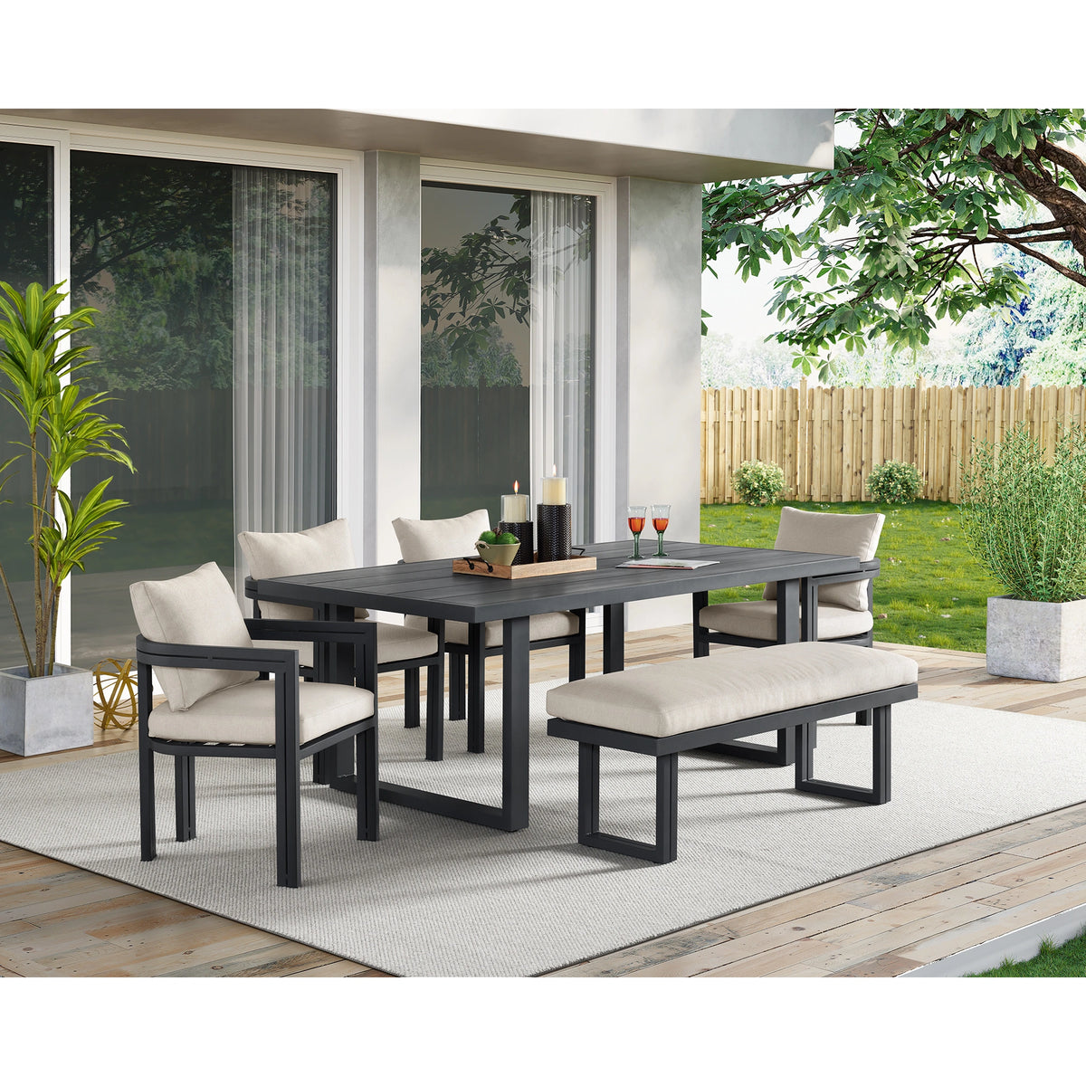 Playa Dining Set in Dark Grey