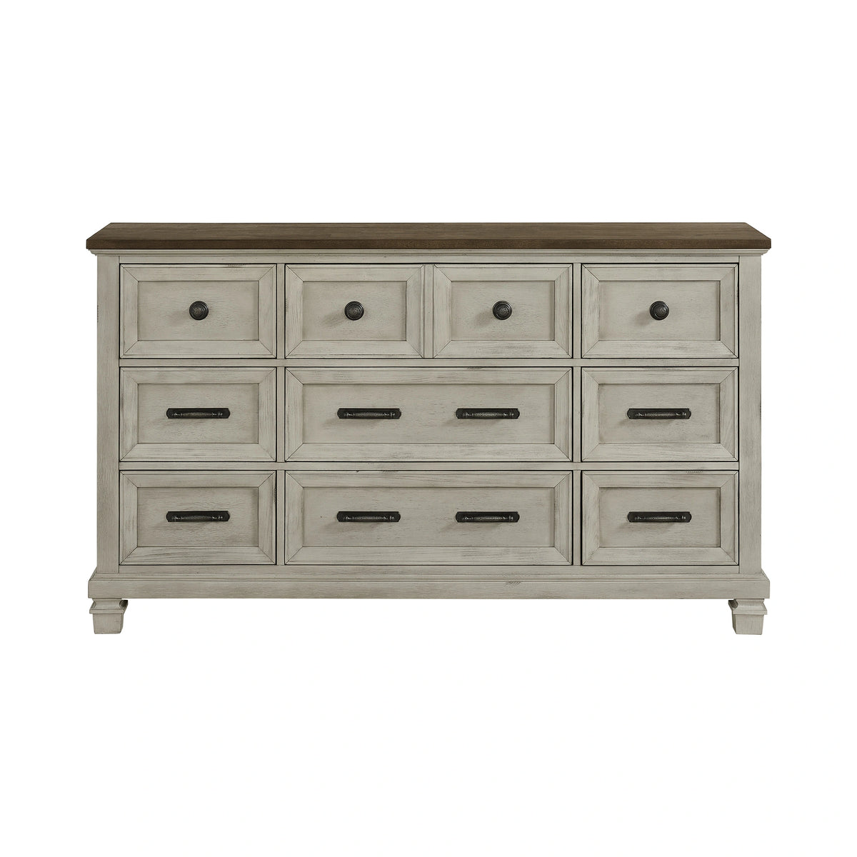 Farmington 9-Drawer Dresser in Medium Brown and Washed Stone