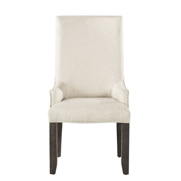 Finn Upholstered Arm Chair (Set of 2) in Cream and Smokey Walnut - Jack’s Furniture and More (Laredo, TX)