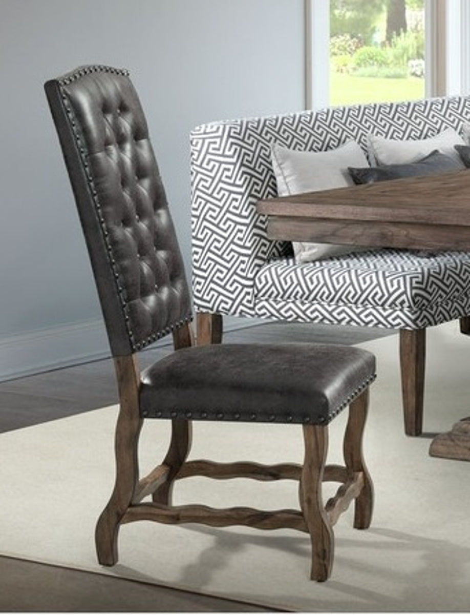 Elements International Gramercy Curved Leg Side Chair (Set of 2) in Brown image