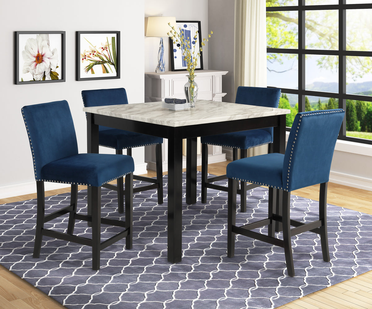 Lennon 5-piece Counter Height Set Royal Blue