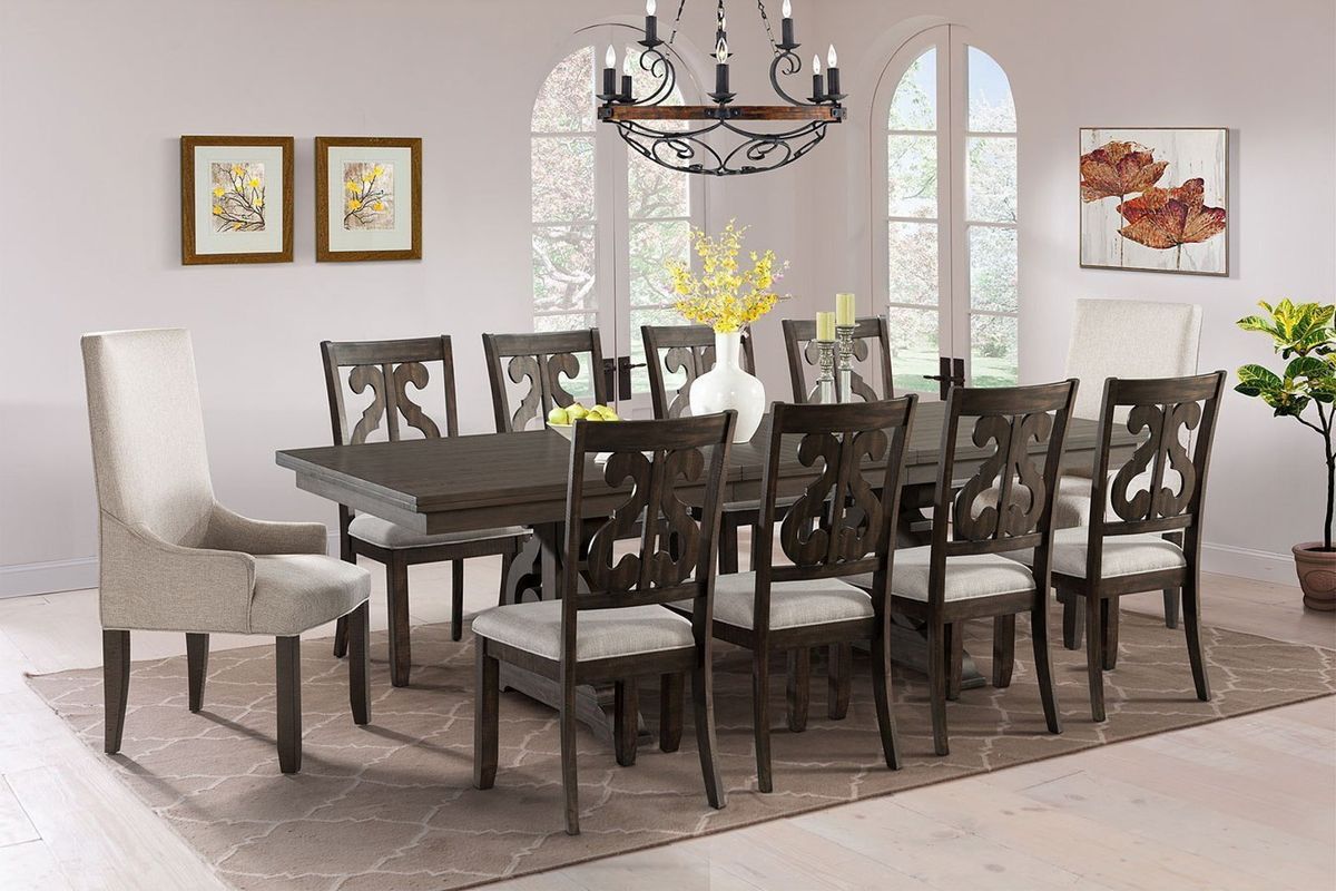 Stone Swirl Back Side Chair (Set of 2) in Cream/Dark Ash - Jack’s Furniture and More (Laredo, TX)