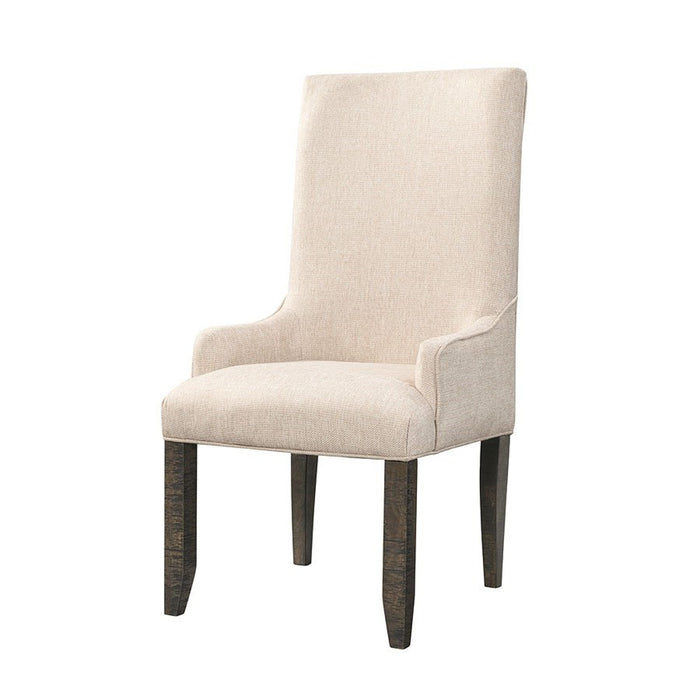 Elements International Stone Upholstered Side Chair (Set of 2) in Cream/Dark Ash image