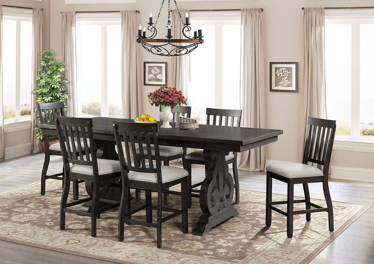 Stone Counter Height Chair (Set of 2) in Cream/Dark Ash - Jack’s Furniture and More (Laredo, TX)