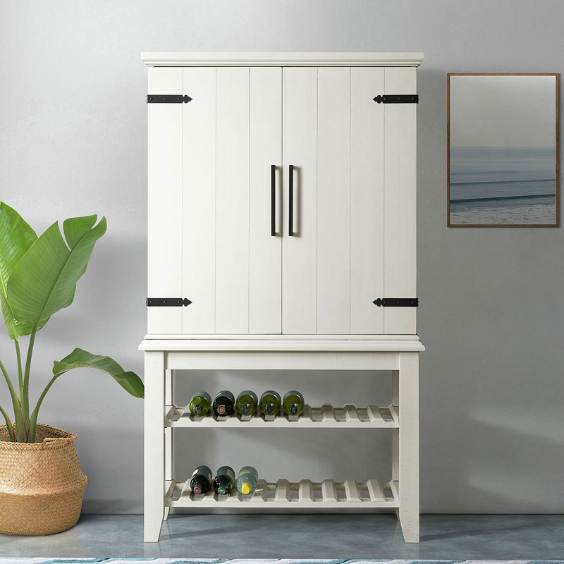 Stone Bar Buffet w/ith Hutch in White - Jack’s Furniture and More (Laredo, TX)