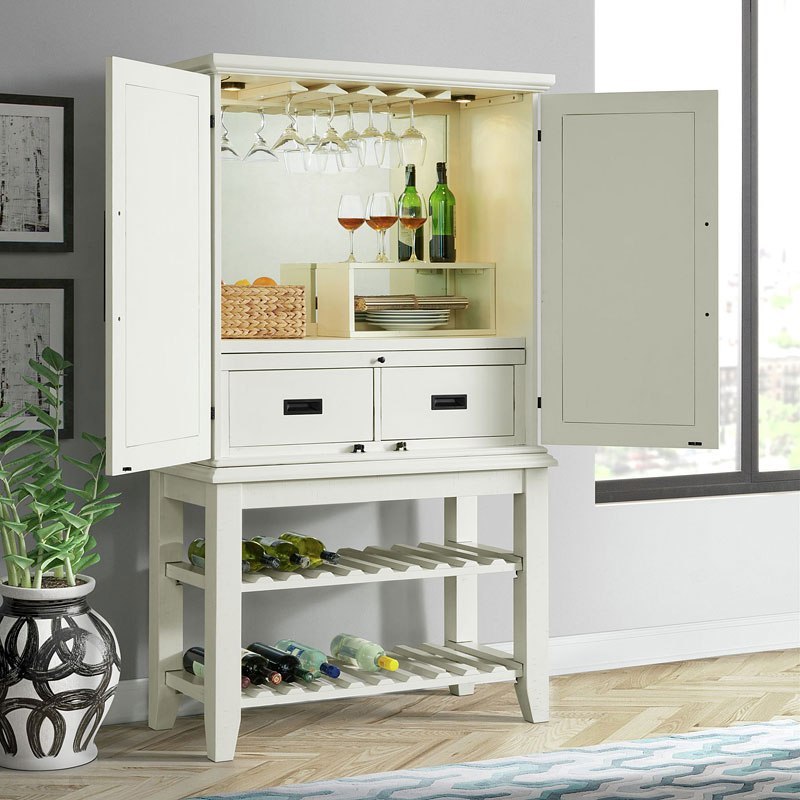 Stone Bar Buffet w/ith Hutch in White - Jack’s Furniture and More (Laredo, TX)