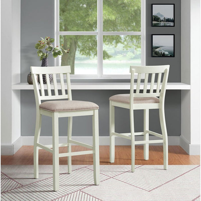 Stone 30 Inch Bar Slat Back Stool (Set of 2) in White - Jack’s Furniture and More (Laredo, TX)