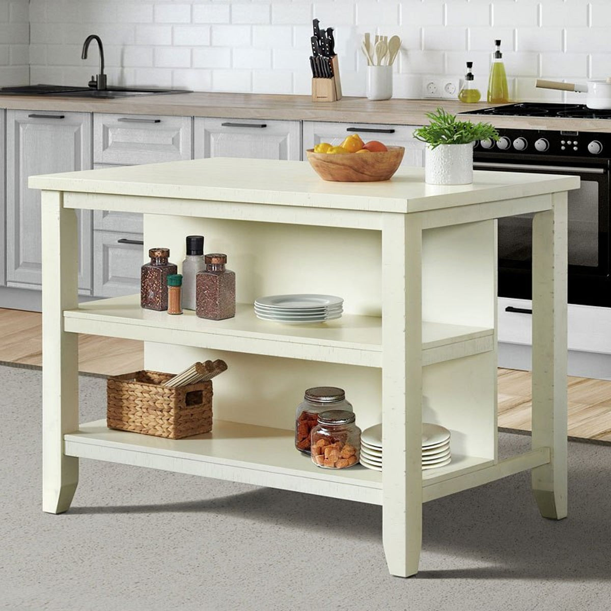 Stone Kitchen Island in White - Jack’s Furniture and More (Laredo, TX)