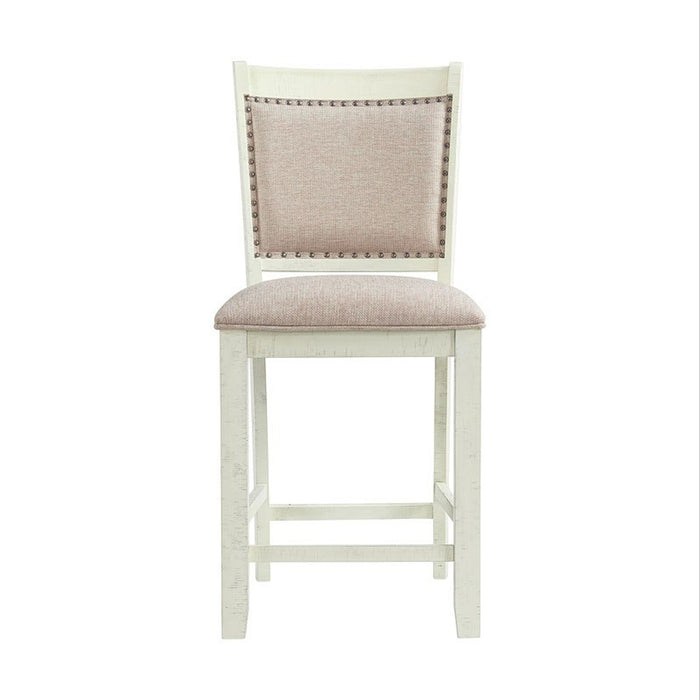 Stone Counter Height Upholstered Swirl Back Side Dining Chair (Set of 2) in White - Jack’s Furniture and More (Laredo, TX)