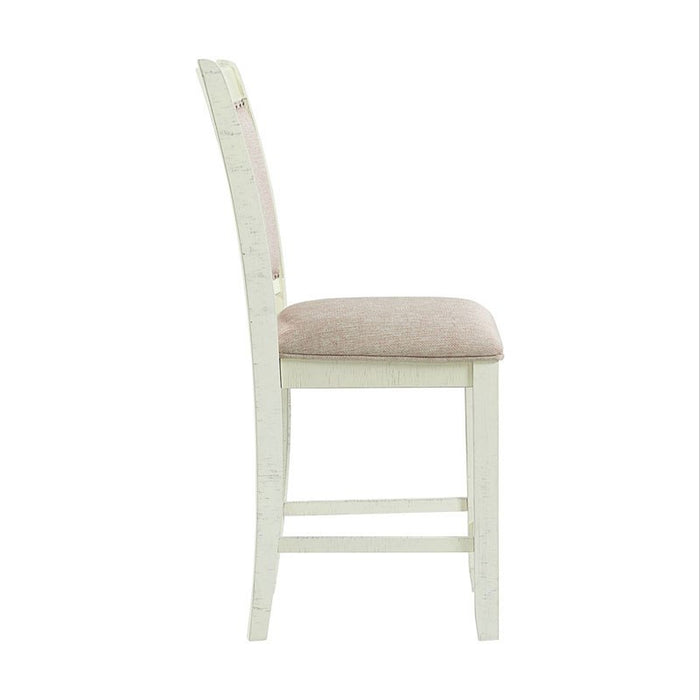 Stone Counter Height Upholstered Swirl Back Side Dining Chair (Set of 2) in White - Jack’s Furniture and More (Laredo, TX)