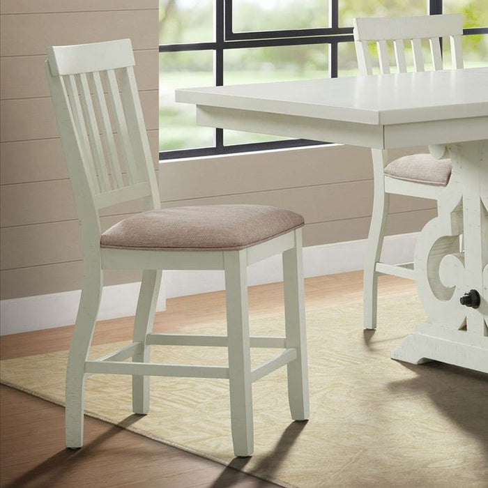 Stone Counter Height Slat Back Side Dining Chair (Set of 2) in White - Jack’s Furniture and More (Laredo, TX)