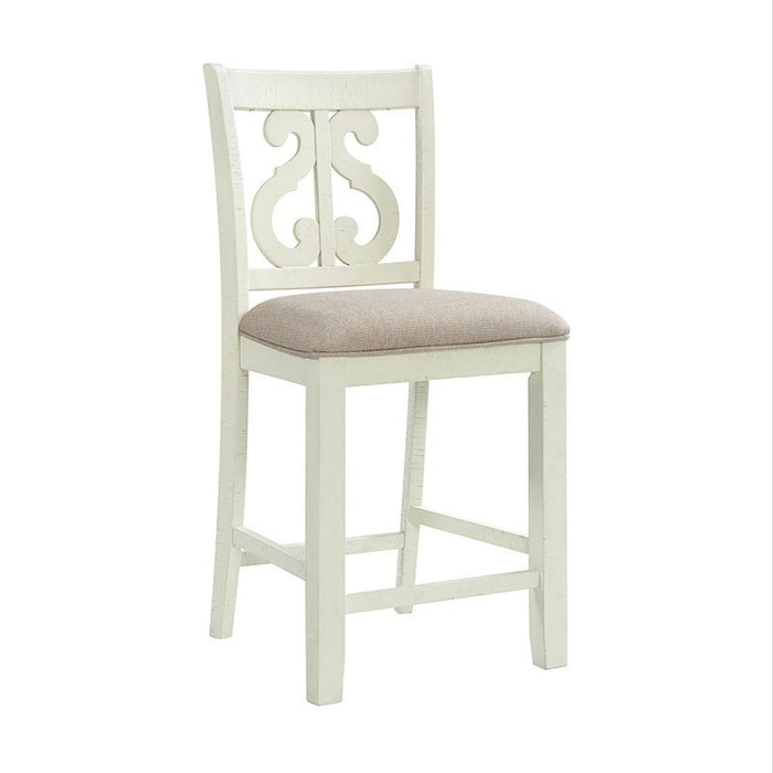 Stone Counter Height Swirl Back Side Dining Chair (Set of 2) in White - Jack’s Furniture and More (Laredo, TX)