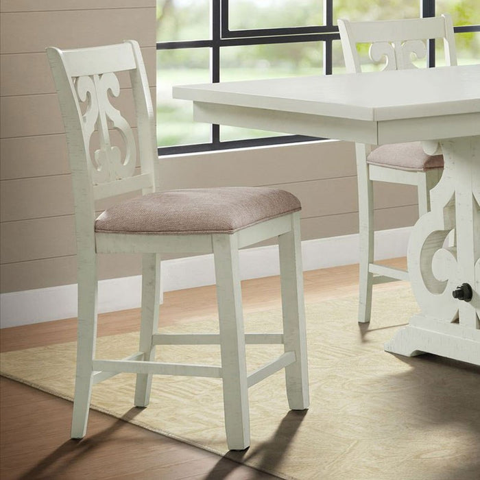 Stone Counter Height Swirl Back Side Dining Chair (Set of 2) in White - Jack’s Furniture and More (Laredo, TX)