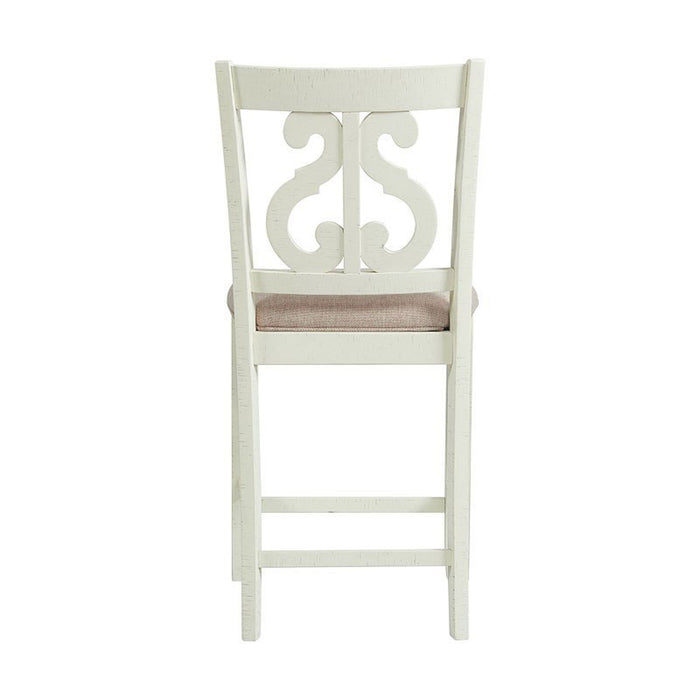 Stone Counter Height Swirl Back Side Dining Chair (Set of 2) in White - Jack’s Furniture and More (Laredo, TX)