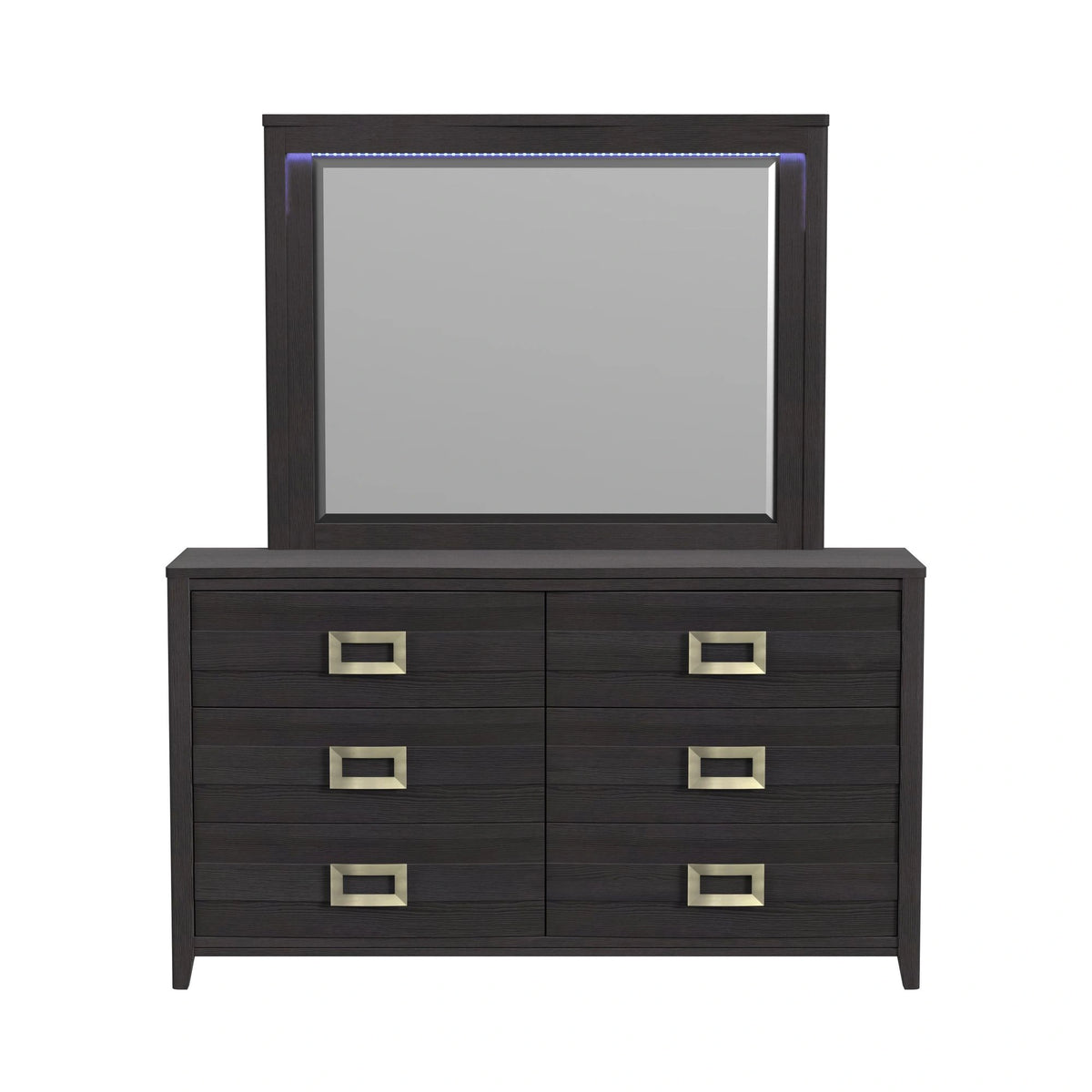 Tobias Dresser and Mirror Set with LED in Black